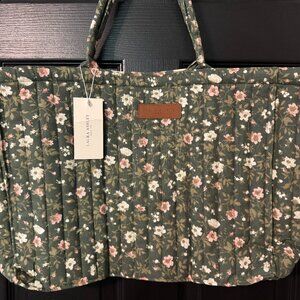 Laura Ashley Oversized Fabric Floral Tote Green Pink